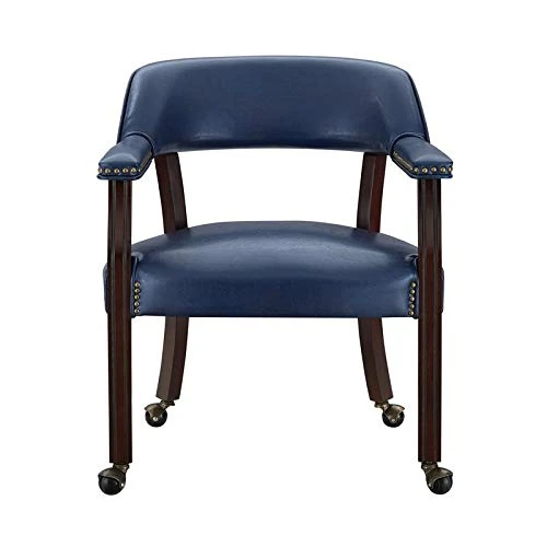 BOWERY HILL Captain's Poker Game Arm Chair With Casters In Navy Vinyl 3 BOWERY HILL Captain's Poker Game Arm Chair With Casters In Navy Vinyl - Image 3
