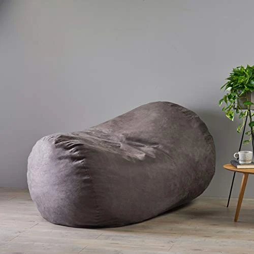 Great Deal Furniture Haley 6 Ft Faux Suede Microfiber Bean Bag (Charcoal) 4 Great Deal Furniture Haley 6 Ft Faux Suede Microfiber Bean Bag (Charcoal) - Image 4