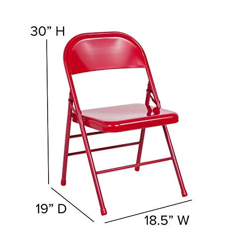 Flash Furniture 2 Pack HERCULES Series Triple Braced & Double Hinged Red Metal Folding Chair 3 Flash Furniture 2 Pack HERCULES Series Triple Braced & Double Hinged Red Metal Folding Chair - Image 3