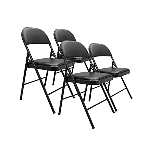 Amazon Basics Vinyl-Padded Metal Steel Folding, Black, 4-Pack Chair 1 Amazon Basics Vinyl-Padded Metal Steel Folding, Black, 4-Pack Chair