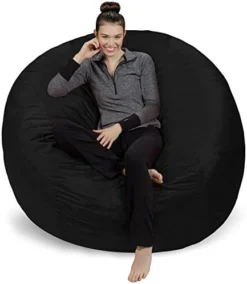 Sofa Sack - Plush Ultra Soft Bean Bags Chairs For Kids, Teens, Adults - Memory Foam Beanless Bag Chair With Microsuede Cover - Foam Filled Furniture For Dorm Room - Black 6' -Amazon Basics Furniture Shop 41xKmTZiBvL. AC