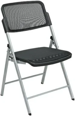 Office Star Deluxe Breathable ProGrid Seat And Back Folding Chair 2-Pack, Black Finish Frame -Amazon Basics Furniture Shop 41xgxIn5fKL. AC