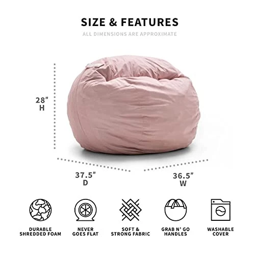 Big Joe Fuf Medium Foam Filled Bean Bag Chair With Removable Cover, Desert Rose Lenox, 3ft Big 2 Big Joe Fuf Medium Foam Filled Bean Bag Chair With Removable Cover, Desert Rose Lenox, 3ft Big - Image 2