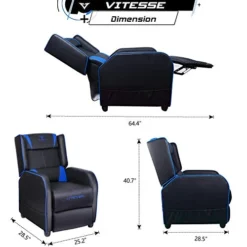 VITESSE VIT Gaming Recliner Chair Racing Style Single PU Leather Sofa Modern Living Room Recliners Ergonomic Comfortable Home Theater Seating, Blue. -Amazon Basics Furniture Shop 41yHDhILE9L