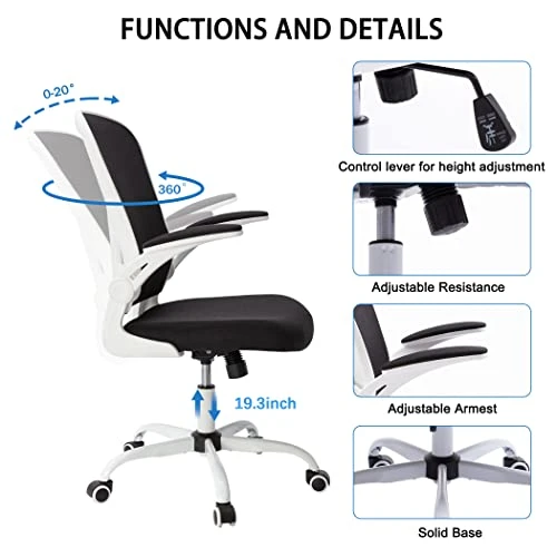 Bonzy Home Ergonomic Office Chair Mesh High Back Computer Chair Height Adjustable Swivel Desk Chairs With Wheels,Adjustable Armrest Backrest,Black 3 Bonzy Home Ergonomic Office Chair Mesh High Back Computer Chair Height Adjustable Swivel Desk Chairs With Wheels,Adjustable Armrest Backrest,Black - Image 3