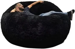 ASxmhGo Bean Bag Chairs, 7ft Giant Bean Bag Cover, Soft Fluffy Fur Bean Bag Chairs For Adults (Cover ONLY, NO Filler) Big Bean Bag Bed Oversized Lazy Bean Bag Couch(Dark Grey) 7FT (180cmx80cm) -Amazon Basics Furniture Shop 41yTRoAI7YL. AC