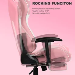 OHAHO Gaming Chair Racing Style Office Chair Adjustable Massage Lumbar Cushion Swivel Rocker Recliner Leather High Back Ergonomic Computer Desk Chair With Retractable Arms And Footrest (Pink/White) 15 OHAHO Gaming Chair Racing Style Office Chair Adjustable Massage Lumbar Cushion Swivel Rocker Recliner Leather High Back Ergonomic Computer Desk Chair With Retractable Arms And Footrest (Pink/White) -Amazon Basics Furniture Shop 41ykVwFwTyL