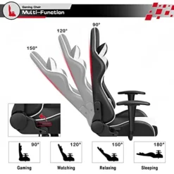 Shahoo Gaming Chair Racing Executive Ergonomic High Back Office Computer Height Adjustable Leather Swivel Seat With Headrest, Lumbar Support And Reclining Function, White -Amazon Basics Furniture Shop 41yxwZAaArL