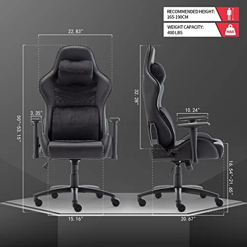 Resiova Gaming Chair Computer Office Gamer Chair With Lumbar Rest And Headrest Support,350lb Weight Capacity Metal Base Racing Style Pu Leather Ergonomic Desk Pc Chair… 3 Resiova Gaming Chair Computer Office Gamer Chair With Lumbar Rest And Headrest Support,350lb Weight Capacity Metal Base Racing Style Pu Leather Ergonomic Desk Pc Chair… - Image 3