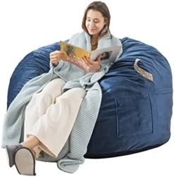 WhatsBedding [Removable Outer Cover] 3 Ft Bean Bag Chairs For Adults With Filling,Stuffed Memory Foam Bean Bags With Filler,Soft Velvet Bean Bag Furniture For Teens,Machine Washble,3 Foot,Dark Gray -Amazon Basics Furniture Shop 41zhqkvRY3L. AC 1