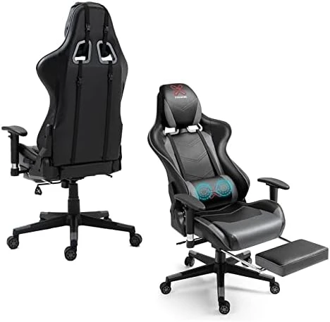 WQSLHX Gaming Chair With Massage And Footrest, Swivel Reclinable Gamer Chair With Armrest, Height Adjustable Computer Chair, Racing Style Office Game Chair For Adults, Gray 6 WQSLHX Gaming Chair With Massage And Footrest, Swivel Reclinable Gamer Chair With Armrest, Height Adjustable Computer Chair, Racing Style Office Game Chair For Adults, Gray - Image 6