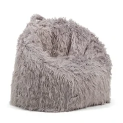 Big Joe Milano Bean Bag Chair, Gray Shag Fur, 2.5ft