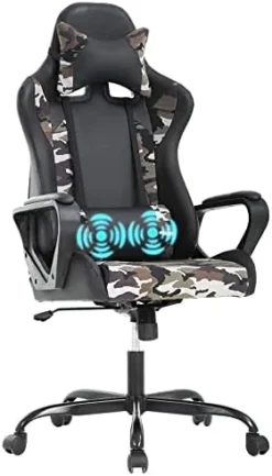 PC Gaming Chair Office Chair Racing Desk Chair With Lumbar Support Arms Headrest Massage High Back PU Leather Ergonomic Computer Chair Rolling Adjustable Swivel Chair For Women Men Adult, Camo -Amazon Basics Furniture Shop 41zr2kZc8WL. AC