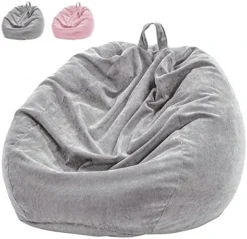 Lmeison Bean Bag Chair Cover Large, Stuffed Animal Storage Beanbag(No Beans) For Kids And Adults, Soft Corduroy Stuffable Bean Sofa For Organizing Children Plush Toys Or Memory Foam, 300L, Grey -Amazon Basics Furniture Shop 51 PiUz3UqL. AC