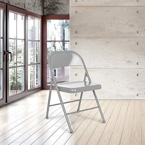 OEF Furnishings (4 Pack) Steel Folding Chairs, Grey 5 OEF Furnishings (4 Pack) Steel Folding Chairs, Grey - Image 5