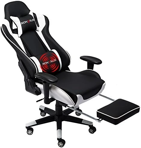 Nokaxus Gaming Chair Large Size High-back Ergonomic Racing Seat With Massager Lumbar Support And Retractible Footrest PU Leather 90-180 Degree Adjustment Of Backrest Thickening Sponges (YK-6008-BLACK) 10 Nokaxus Gaming Chair Large Size High-back Ergonomic Racing Seat With Massager Lumbar Support And Retractible Footrest PU Leather 90-180 Degree Adjustment Of Backrest Thickening Sponges (YK-6008-BLACK) - Image 10