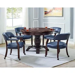 BOWERY HILL Captain's Poker Game Arm Chair With Casters In Navy Vinyl 10 BOWERY HILL Captain's Poker Game Arm Chair With Casters In Navy Vinyl -Amazon Basics Furniture Shop 5110aa8K8XL