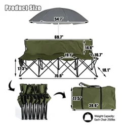 AOTIFARM Portable Sports Bench 4 Seat Folding Camping Chairs Team Sideline Bench Lawn Chairs Heavy Duty With Removable Seat Green XH4Y1A Folding Chairs -Amazon Basics Furniture Shop 511IQt3NyGL