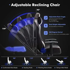 Big And Tall Gaming Chair 350lbs-Racing Computer Gamer Chair, Ergonomic High Back PC Chair With Wide Seat, Reclining Back, 3D Armrest For Adult -Amazon Basics Furniture Shop 512ZZQ55kWL