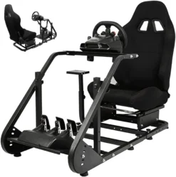 Dardoo Racing Sim Stand Gaming Simulator Cockpit With Black Seat Fits For Thrustmaster T300RS TX Fanatec Logitech G25 G27 G29 G920 G923 Racing Wheel Stand For PC PS4 Xbox Without Wheel,Shifter&Pedals -Amazon Basics Furniture Shop 512hnEMoHAL