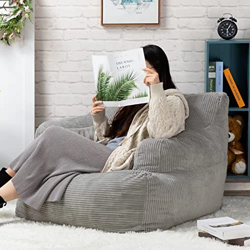 HollyHOME Bean Bag Sofa Chair, 37LB Memory Foam Filled Lounge Arm Puff Chair, Upholstered Single Couch With Washable Cover, Padded Lazy Sofa For Living Room, Bedroom, 32"(D) X34(W) X28(H), Grey 3 HollyHOME Bean Bag Sofa Chair, 37LB Memory Foam Filled Lounge Arm Puff Chair, Upholstered Single Couch With Washable Cover, Padded Lazy Sofa For Living Room, Bedroom, 32"(D) X34(W) X28(H), Grey - Image 3