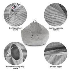 Delmach Bean Bag Chair Cover (No Filler) | Stuffed Animal Storage | Adult Size | Corduroy | Double Stitched | Durable Zipper 9 Delmach Bean Bag Chair Cover (No Filler) | Stuffed Animal Storage | Adult Size | Corduroy | Double Stitched | Durable Zipper -Amazon Basics Furniture Shop 512stFrFH6L