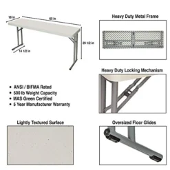 OEF Furnishings 5 Foot Heavy Duty Seminar Folding Table, 18" X 60", Light Grey 14 OEF Furnishings 5 Foot Heavy Duty Seminar Folding Table, 18" X 60", Light Grey -Amazon Basics Furniture Shop 5134xJPvA1L