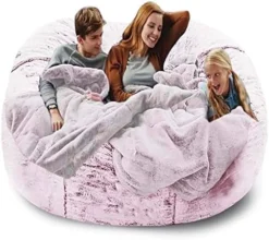 NINIANG Round Bean Bag Chair Cover Only (no Filler), Soft Velvet Large Bean Bag Couch With Sturdy Zipper Floor Couch Living Room Furniture, Dark Grey 6FT (150*75cm) -Amazon Basics Furniture Shop 513F0PXkctL. AC 1