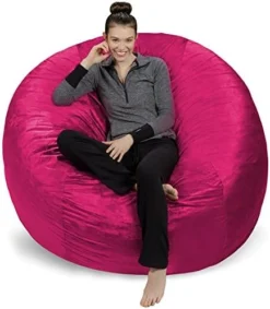 Sofa Sack - Plush Ultra Soft Bean Bags Chairs For Kids, Teens, Adults - Memory Foam Beanless Bag Chair With Microsuede Cover - Foam Filled Furniture For Dorm Room - Black 6' -Amazon Basics Furniture Shop 513USAhFtIL. AC