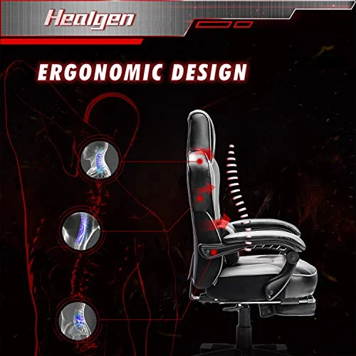 HEALGEN Gaming Chair With Footrest Gamer Chair With Massage Lumbar Support PU Leather Computer Chair Ergonomic Chair Video Game Chairs Gaming Chair For Adults 3 HEALGEN Gaming Chair With Footrest Gamer Chair With Massage Lumbar Support PU Leather Computer Chair Ergonomic Chair Video Game Chairs Gaming Chair For Adults - Image 3