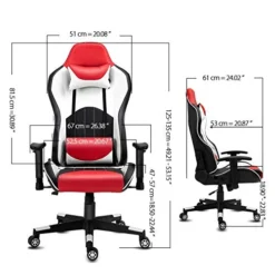 Video Gaming Chair Recliner Ergonomic Swivel Computer Desk Chair With Headrest Lumbar Support Adjustable Armrest Red White -Amazon Basics Furniture Shop 513tesWZfML
