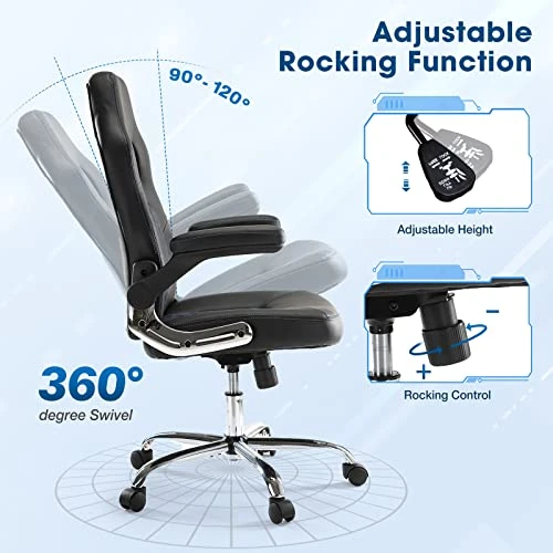 Gaming Chair, Home Office Computer Chair PU Leather Ergonomic Racing Desk Chair Adjustable Height Mid Back Executive Task Chair With Lumbar Support And Flip Up Armrest, Rocking Swivel Comfty Cushion 5 Gaming Chair, Home Office Computer Chair PU Leather Ergonomic Racing Desk Chair Adjustable Height Mid Back Executive Task Chair With Lumbar Support And Flip Up Armrest, Rocking Swivel Comfty Cushion - Image 5