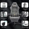 Symino Gaming Chair Ergonomic Office Chair Racing Style Computer Chair With 3D Armrest, Vintage Style PU Leather PC Chair With Footrest (Grey)