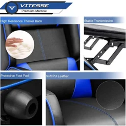 Vitesse Gaming Recliner Chair Racing Style Single Ergonomic Lounge Sofa Modern PU Leather Reclining Home Theater Seat For Living Gaming Room (Blue) -Amazon Basics Furniture Shop 514IYbz8NSL