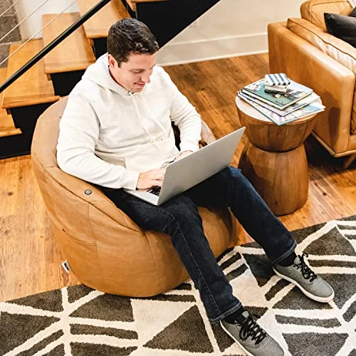 Big Joe Milano W/ Vibe Vibrating Massage Bean Bag Chair, Caramel Montana, 2.5ft 3 Big Joe Milano W/ Vibe Vibrating Massage Bean Bag Chair, Caramel Montana, 2.5ft - Image 3