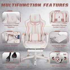 Vonesse Pink Gaming Chair PC Game Chair For Girls Racing Style Reclining Computer Chair With Footrest Office Swivel Ergonomic Gaming Computer Chair With Massage High Back Gaming Chairs For Adults 14 Vonesse Pink Gaming Chair PC Game Chair For Girls Racing Style Reclining Computer Chair With Footrest Office Swivel Ergonomic Gaming Computer Chair With Massage High Back Gaming Chairs For Adults -Amazon Basics Furniture Shop 515xZ9N2UcL