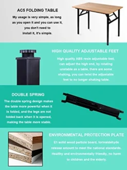 Need Folding Desk For Home Office 39-3/8'' Length Modern Folding Table Computer Desk No Install Needed Teak Color Desktop Black Frame, AC5BB(10060) -Amazon Basics Furniture Shop 516GUjC00aL