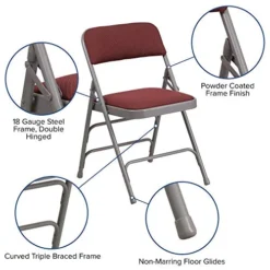 Flash Furniture 4 Pack HERCULES Series Curved Triple Braced & Double Hinged Burgundy Patterned Fabric Metal Folding Chair -Amazon Basics Furniture Shop 516k0Lp994L