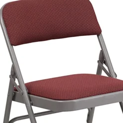 EMMA + OLIVER 2 Pack Curved Triple Braced Burgundy Patterned Fabric Metal Folding Chair -Amazon Basics Furniture Shop 517VMeV719S