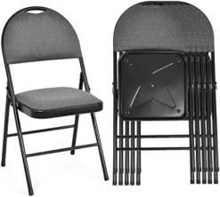 ARLIME 6 PCS Folding Chairs W/Padded Seats, Metal Folding Chair W/Upholstered Seat, Handle Hole, Steel Frame, Folding Chair For Home, Church, School, Office, Party, Courtyard Use, Beige -Amazon Basics Furniture Shop 519AVP6h4SL. AC