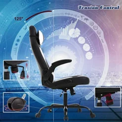 PC Gaming Chair Massage Office Chair Ergonomic Desk Chair Racing Executive PU Leather Computer Chair With Lumbar Support Headrest Armrest Task Rolling Swivel Chair For Women Adults, White -Amazon Basics Furniture Shop 519Zg3QxsKL