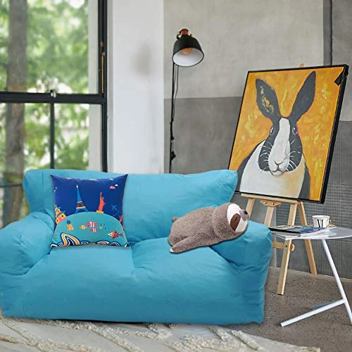 Dporticus Double Mini Lounger Sofa, Bean Bag Chair Self-Rebound Sponge Double Child Seat 51" X 32" X 18" Blue 2 Dporticus Double Mini Lounger Sofa, Bean Bag Chair Self-Rebound Sponge Double Child Seat 51" X 32" X 18" Blue - Image 2