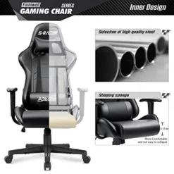 Furniwell Gaming Chair Racing Computer Chair Office Desk Chair Adjustable Swivel High Back Carbon Fiber Style Leather Executive Ergonomic Chair With Headrest And Lumbar Support (Black) 14 Furniwell Gaming Chair Racing Computer Chair Office Desk Chair Adjustable Swivel High Back Carbon Fiber Style Leather Executive Ergonomic Chair With Headrest And Lumbar Support (Black) -Amazon Basics Furniture Shop 519wzOok9GL