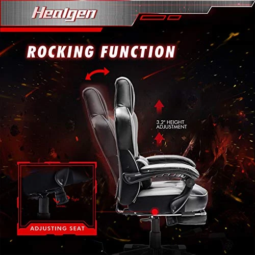 HEALGEN Gaming Chair With Footrest Gamer Chair With Massage Lumbar Support PU Leather Computer Chair Ergonomic Chair Video Game Chairs Gaming Chair For Adults 2 HEALGEN Gaming Chair With Footrest Gamer Chair With Massage Lumbar Support PU Leather Computer Chair Ergonomic Chair Video Game Chairs Gaming Chair For Adults - Image 2