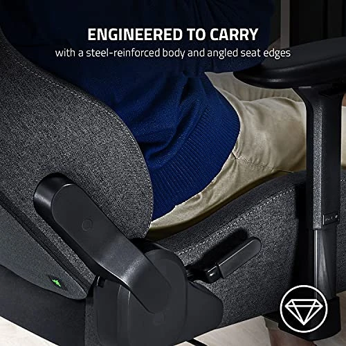 Razer Iskur XL Fabric Gaming Chair: Ergonomic Lumbar Support System - Ultra-Soft, Spill-Resistant Fabric Foam Cushions - 4D Armrests - Engineered To Carry- Foam Head Cushion - Dark Gray 5 Razer Iskur XL Fabric Gaming Chair: Ergonomic Lumbar Support System - Ultra-Soft, Spill-Resistant Fabric Foam Cushions - 4D Armrests - Engineered To Carry- Foam Head Cushion - Dark Gray - Image 5