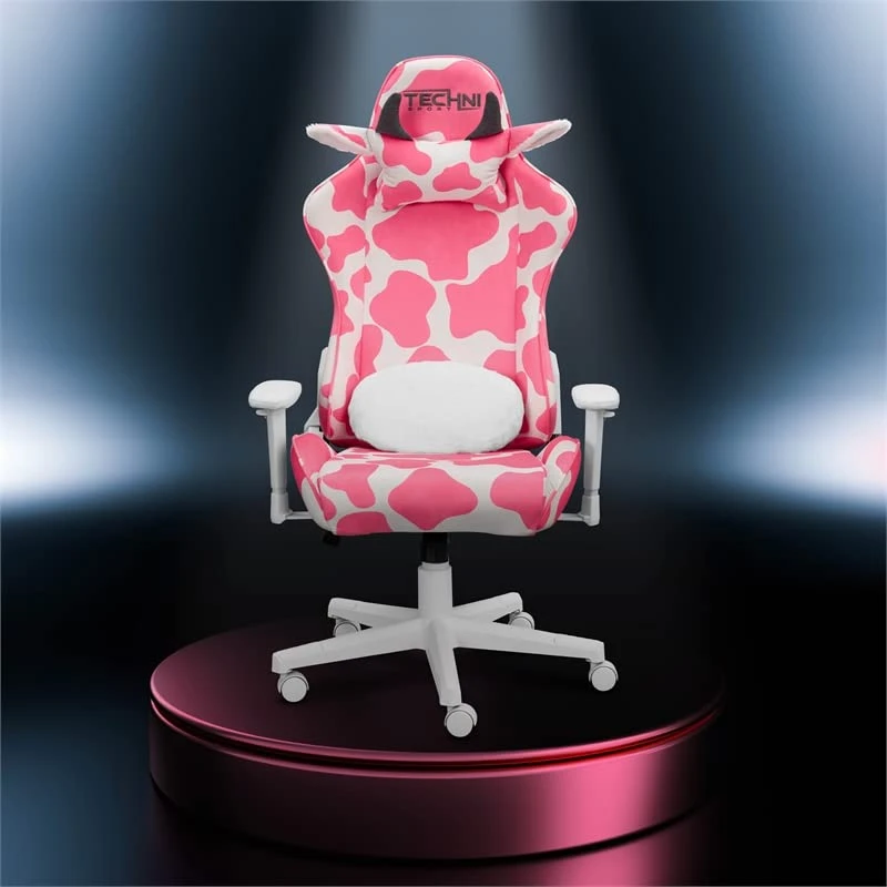 Techni Sport 19.75" Modern Fabric Gaming Chair In Pink/White 5 Techni Sport 19.75" Modern Fabric Gaming Chair In Pink/White - Image 5