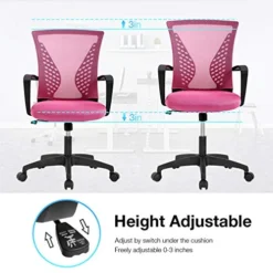 Vnewone Desk Computer Mesh Executive Task Rolling Gaming Swivel Modern Adjustable With Mid Back Lumbar Support Armrest For Home Women Men,Pink -Amazon Basics Furniture Shop 51BNXK0vmJL