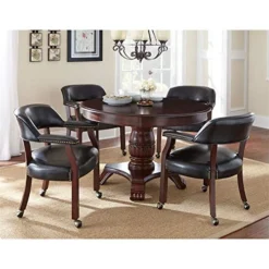 BOWERY HILL Captain's Poker Game Arm Chair With Casters In Black Vinyl -Amazon Basics Furniture Shop 51BsOcF4WsL