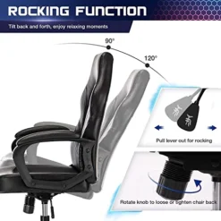 Ergonomic Gaming Office Chair - PU Leather Executive Swivel Computer Desk Chair With Flip-up Armrests And Lumbar Support For Working, Studying, Gaming -Amazon Basics Furniture Shop 51BwBaDiGpL