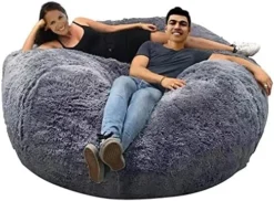 ASxmhGo Bean Bag Chairs, 7ft Giant Bean Bag Cover, Soft Fluffy Fur Bean Bag Chairs For Adults (Cover ONLY, NO Filler) Big Bean Bag Bed Oversized Lazy Bean Bag Couch(Dark Grey) 7FT (180cmx80cm) -Amazon Basics Furniture Shop 51CVWE8XpRL. AC